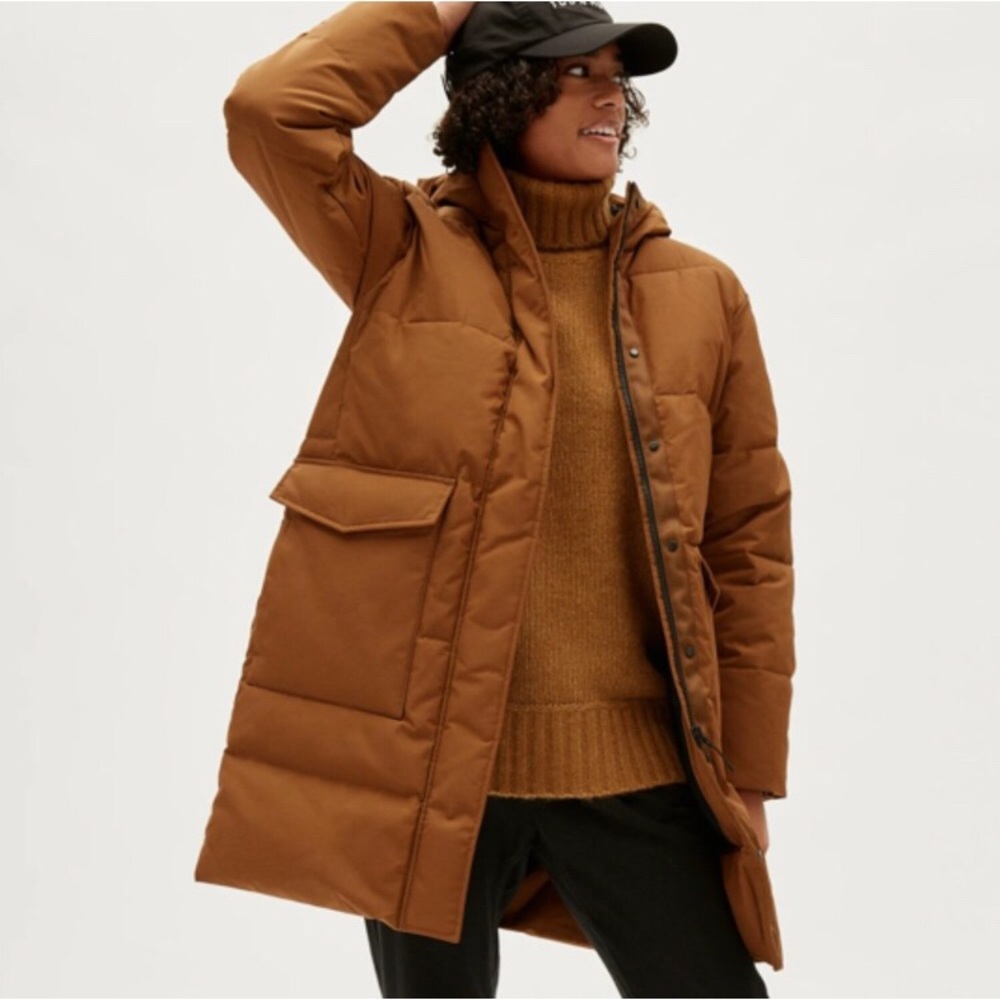 EUC Everlane The ReNew Long Puffer Jacket Chestnut Medium